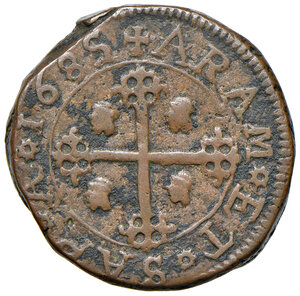 reverse: Cagliari. Carlo II di Spagna (1665-1700). Da 3 cagliaresi CU gr. 12,65. MIR 91/8. BB