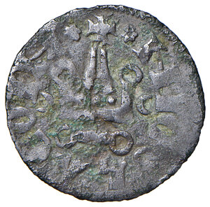 obverse: Campobasso. Nicola II di Montfort (1460-1461). Denaro tornese MI gr. 0,92. D Andrea-Andreani 3. MIR 369. Non comune. q.BB