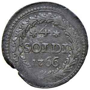 reverse: Corte. Pasquale Paoli (1762-1768). Da 4 soldi 1766 MI gr. 2,21. MIR CNI 23. Mancanza sul bordo, altrimenti BB