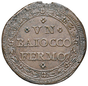 reverse: Fermo. Repubblica Romana (1798-1799). Baiocco anno I (1798) CU gr. 11,45. Bruni 33. MIR 2922/3. Raro. Migliore di BB