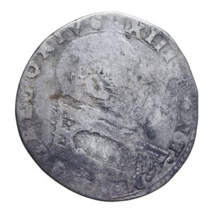 obverse: ANCONA GREGORIO XIII (1572-1585) TESTONE DA 3 GIULI 1581 RRR AG. 8,45 GR. MB+