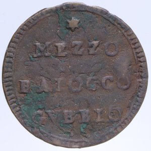 obverse: GUBBIO PIO VI (1775-1799) MEZZO BAIOCCO R CU. 4,33 GR. qBB