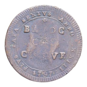 reverse: ROMA PIO VI (1755-1799) 5 BAIOCCHI 1797 MADONNINA CU. 17,19 GR. qBB