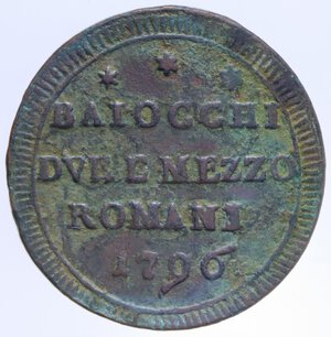 reverse: ROMA PIO VI (1775-1799) DUE E MEZZO BAIOCCHI 1796 SAMPIETRINO CU. 18,03 GR. BB