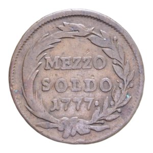 reverse: LOMBARDO VENETO MARIA TERESA MEZZO SOLDO 1777 CU. 3,57 GR. qBB