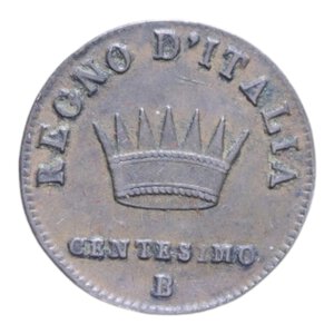 reverse: NAPOLEONE I RE D ITALIA (1805-1814) 1 CENT. 1809 BOLOGNA NC CU. 2,14 GR. qSPL