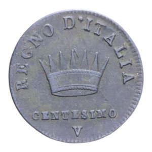 reverse: NAPOLEONE I RE D ITALIA (1805-1814) 1 CENT. 1808 VENEZIA R CU. 2,15 GR. qBB