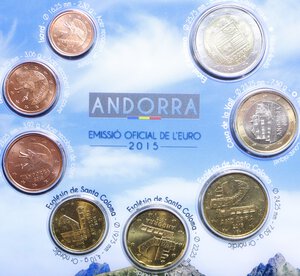 reverse: ANDORRA SERIE IN EURO 2015 IN FOLDER FDC
