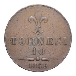 reverse: REGNO DELLE DUE SICILIE FRANCESCO II (1859-1860) 10 TORNESI 1859 ROMA R CU. 31,04 GR. BB+