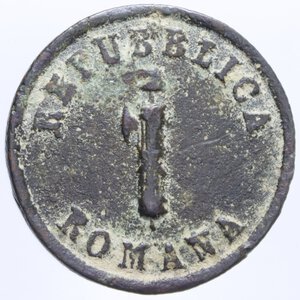 obverse: SECONDA REPUBBLICA ROMANA ANCONA (1848-1849) BAIOCCO 1849 CU. 11,52 GR. qBB 