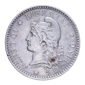 reverse: ARGENTINA 10 CENTAVOS 1882 AG. 2,48 GR. qSPL