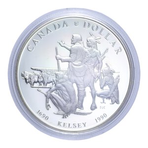 reverse: CANADA DOLLARO 1990 AG. 23,3 GR. IN COFANETTO PROOF