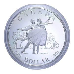 reverse: CANADA DOLLARO 2001 AG. 25,1 GR. IN COFANETTO PROOF