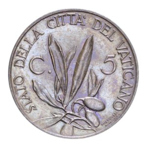 reverse: PIO XI (1929-1938) 5 CENT. 1930 CU. 3,19 GR. FDC