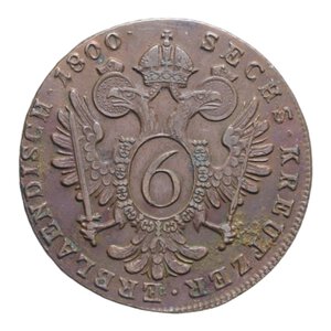 reverse: AUSTRIA FRANCESCO II 6 KREUZER 1800 C CU. 12,37 GR. BB+