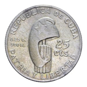 reverse: CUBA 25 CENTS 1953 AG. 6,22 GR. qSPL