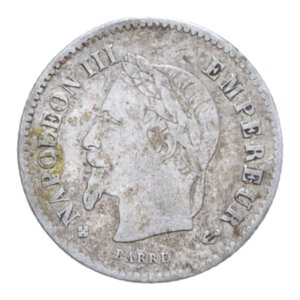 obverse: FRANCIA NAPOLEONE III 20 CENT. 1867 AG. 0,99 GR. BB
