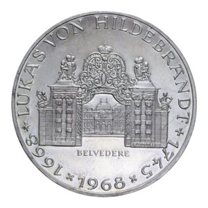 obverse: AUSTRIA 25 SCHILLING 1968 BELVEDERE AG. 13,04 GR. PROOF