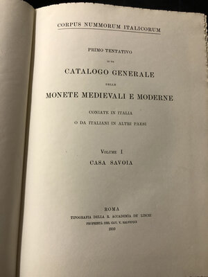 obverse: CORPUS NUMMORUM ITALICORUM - Volume I