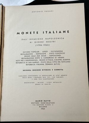 obverse: PAGANI A. - Monete Italiane - 2° ed.