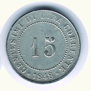 reverse: VENEZIA - Governo provvisorio 1848 - 15 Cent. - Dif. di conio.