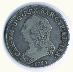 obverse: SAVOIA - Carlo Emanuele III - ½ Scudo da 3 Lire 1757.