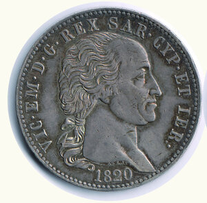 obverse: SAVOIA - Vittorio Emanuele I - Scudo da 5 Lira 1820.
