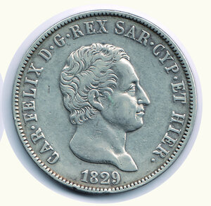 reverse: CARLO FELICE - 5 Lire 1829 Torino