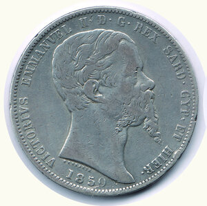 obverse: VITTORIO EMANUELE II (1849-1860) - 5 Lire 1850 Ge.