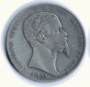 obverse: VITTORIO EMANUELE II (1849-1860) - 5 Lire 1851 Ge.