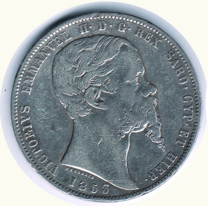 obverse: VITTORIO EMANUELE II (1849-1860) - 5 Lire 1853 Ge.