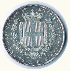 reverse: VITTORIO EMANUELE II - 5 Lire 1859 Ge.
