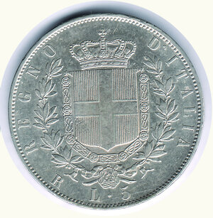 reverse: VITTORIO EMANUELE II - 5 Lire 1875 - ‘R’ piccola.