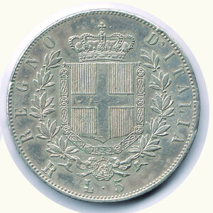 reverse: VITTORIO EMANUELE II - 5 Lire 1876.