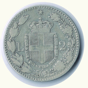 reverse: REGNO D’ITALIA - 2 lire 1885 - Moneta rara.