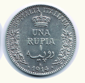 reverse: VITTORIO EMANUELE III - Somalia italiana - Rupia 1914 -
