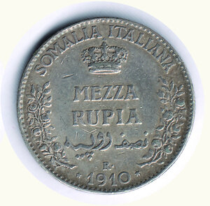 reverse: VITTORIO EMANUELE III - Somalia italiana - Mezza Rupia 1910