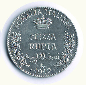 reverse: VITTORIO EMANUELE III - Somalia italiana - Mezza Rupia 1912