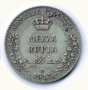 reverse: VITTORIO EMANUELE III - Somalia italiana - Mezza Rupia 1913