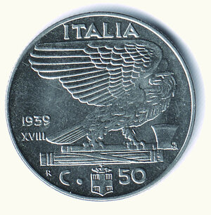 reverse: VITTORIO EMANUELE III - 50 Cent. 1939 XVIII - Magnetica - Stato zecca.