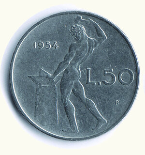 obverse: REPUBBLICA -  50 Lire 1954.