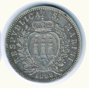 reverse: SAN MARINO - 5 Lire 1896.