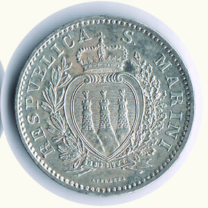 reverse: SAN MARINO - Antica monetazione - Lira 1906.