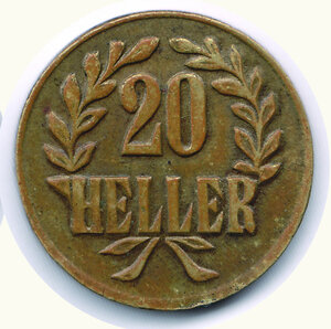 reverse: EST AFRICA IMPERIALE TEDESCO - 20 Heller 1916T - K.M. 15a, B/B.