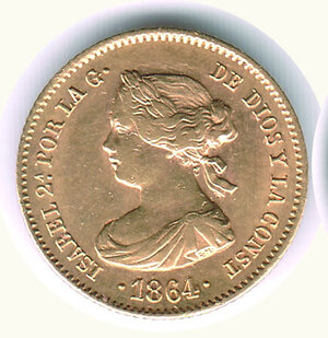 obverse: SPAGNA - Isabella II - 40 Reales 1864.