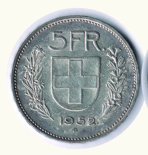 obverse: SVIZZERA - 5 Fr 1952.