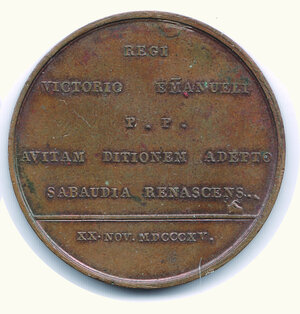 reverse: VITTORIO EMANUELE I - Per il ritorno dei Savoia 1815 - in Ae.