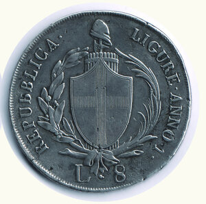 reverse: GENOVA - Repubblica ligure - 8 Lire 1798 - A. I.