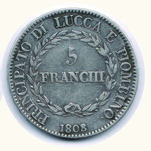 reverse: LUCCA e PIOMBINO - Felice ed Elisa - 5 Lira 1808 (8  ribattuto su 7).