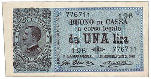 obverse: ITALIA - Regno - Vittorio Emanuele III - Buono cassa da 1 Lira